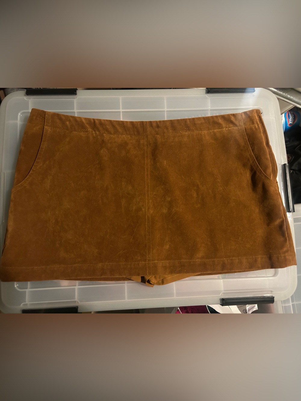 Stella Dallas Suede Mini Skort in Warm Brown - Size L